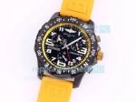 Swiss Replica Breitling Endurance Pro 44 Watch Black Chronograph Dial Yellow Rubber Strap